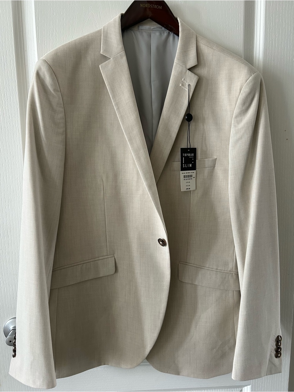 Topman Slim Cream Single-Breasted Blazer